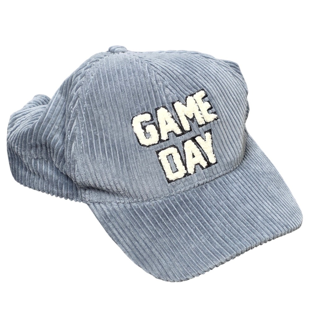 David and Young Corduroy Sherpa Game Day Lettered Baseball Cap Hat One Size Blue